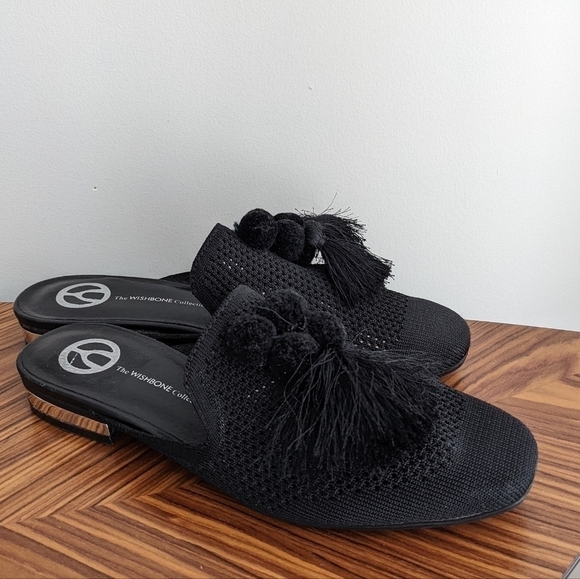 Wishbone tassel mules black size 8M s2 - Picture 3 of 11